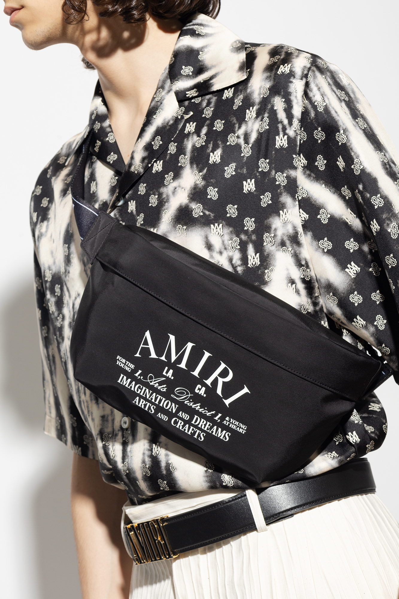 男女兼用 AMIRI アミリロゴバックルベルト ブラック - 小物
